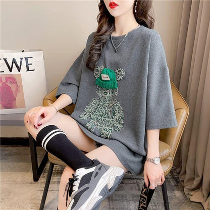好感度満載 ラウンドネック スタイリッシュ プリント Tシャツ カットソー＜U-2795＞