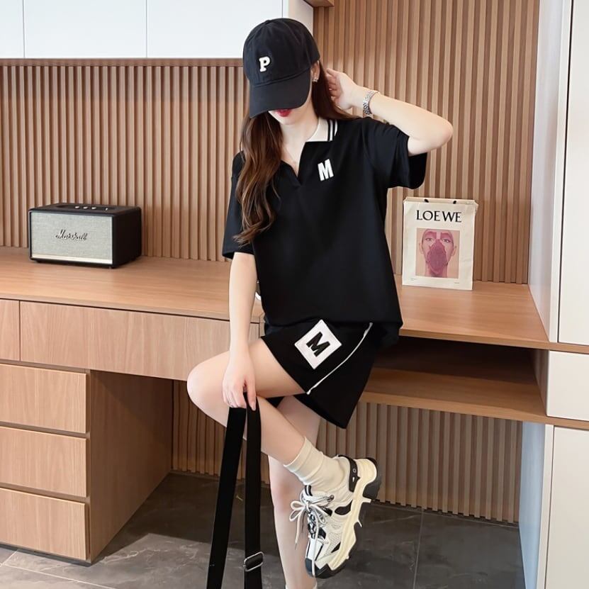 売り切れ必至  ルーズ 半袖Ｔシャツⅹパンツセット全2色<U-8190>