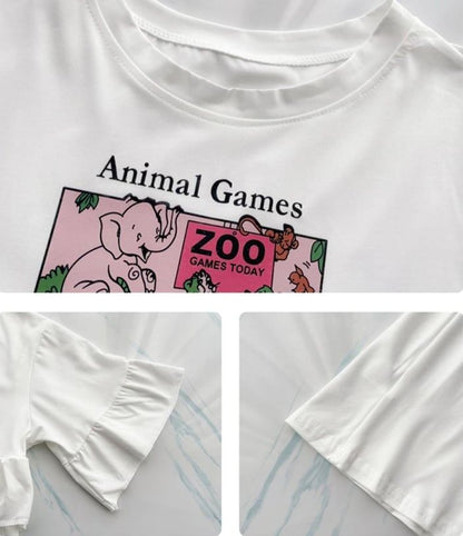 ミドル丈のイレギュラー半袖Tシャツワンピース<U-5007>