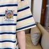 大人可愛い ストライプ柄 カジュアル 刺繍 半袖Tシャツ カットソー ＜U-8571＞