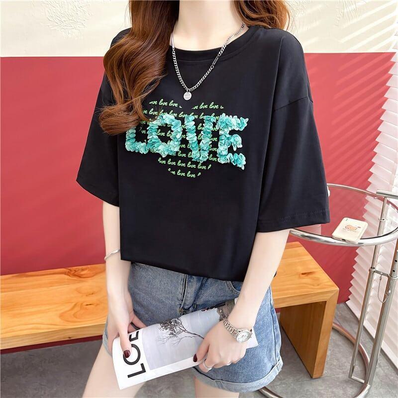 デザイン感 プリント チャーミング Tシャツ カットソートップス＜U-3151＞