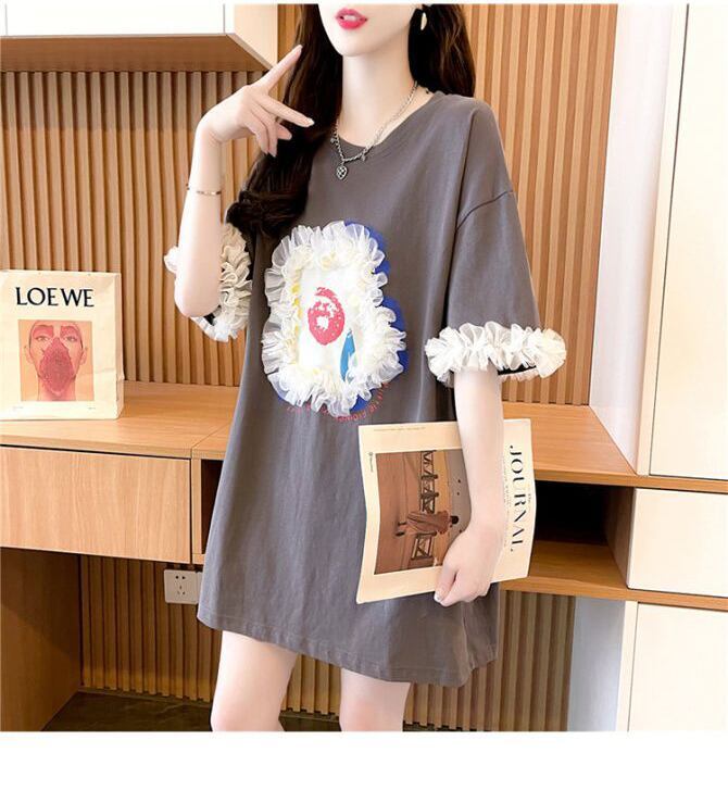 新作 好感度満載 個性的なデザイン ラウンドネック Tシャツ カットソー＜U-8405＞