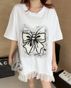 今季マストバイ プリントゆったり 切り替え 半袖Tシャツ 全4色＜U-8256＞
