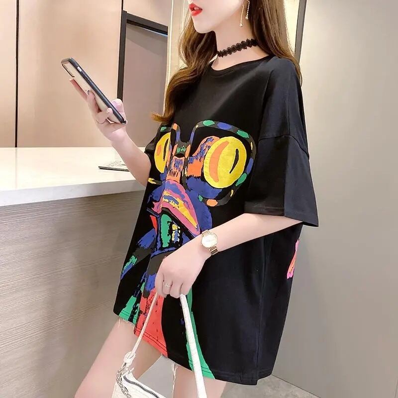 絶対流行 プリント ファッション ゆったり 全4色 半袖 Tシャツ＜U-11523＞