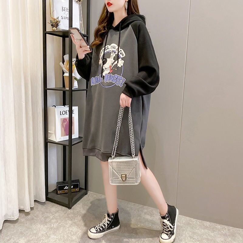 大人気厚手フード付きロングパーカー全3色＜U-4474＞