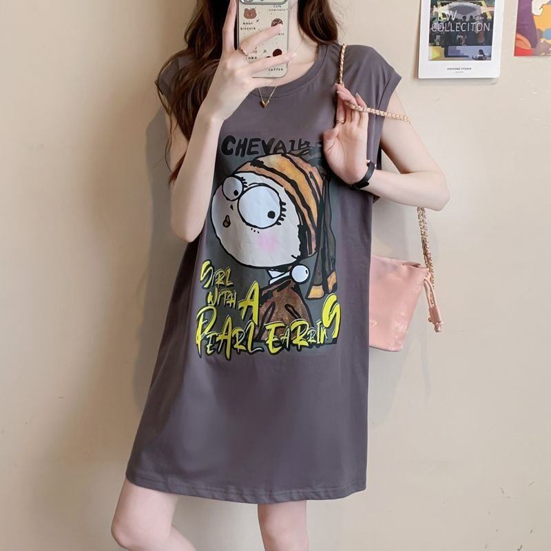 真夏も快適 着心地良い ファッション感満々 プリント全4色 ノースリーブ Tシャツ カットソー＜U-9161＞