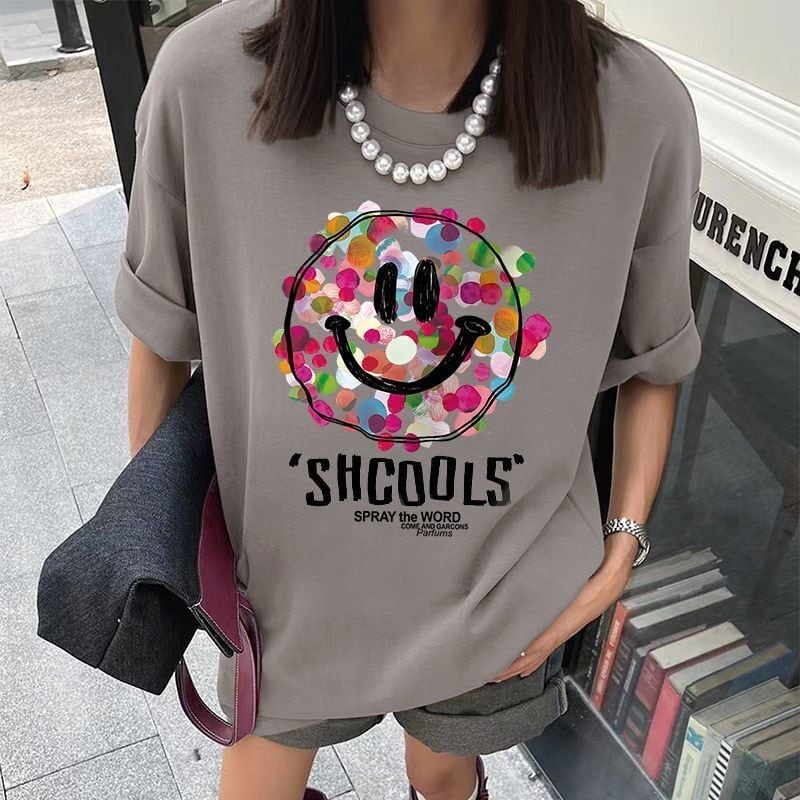 話題沸騰中 スマイリー カジュアル 半袖 Tシャツ <U-8651>
