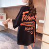 デザイン個性ゆったりミドル丈半袖Tシャツ<U-3036>
