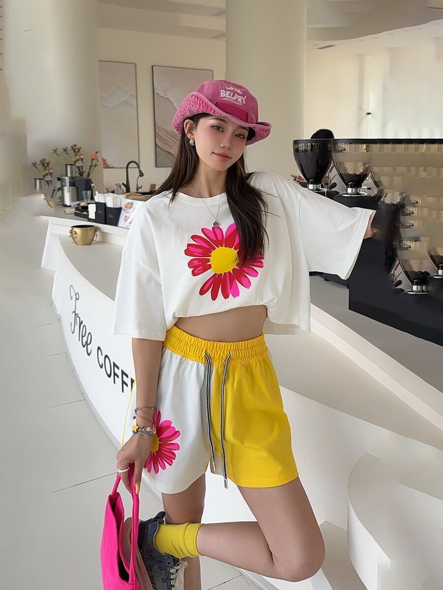 好感度UP カジュアル 真夏も快適 半袖 Tシャツ ショートパンツ セットアップ ＜U-11374＞