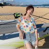 話題沸騰中 カラーマッチング キュート 2色 半袖Tシャツ＜U-8155＞