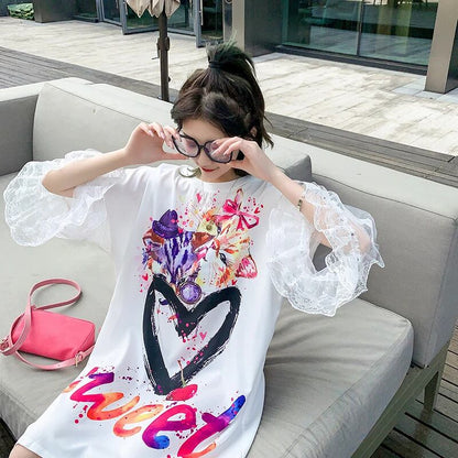 好感度UP デザイン スウィート 一目惚れ 切り替え Tシャツ ＜U-8004＞