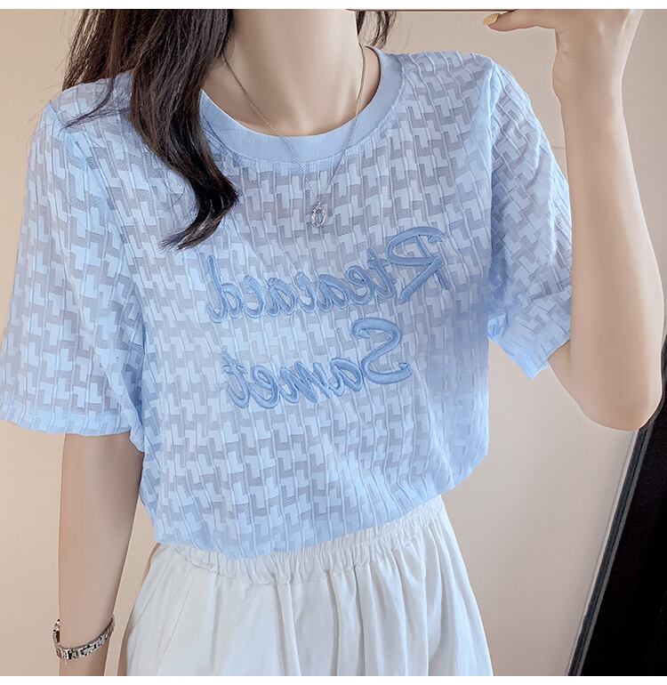 【半額！期間限定！！】大活躍 シフォン 定番シンプル 刺繍 全3色 Tシャツ カットソー ＜U-8601＞