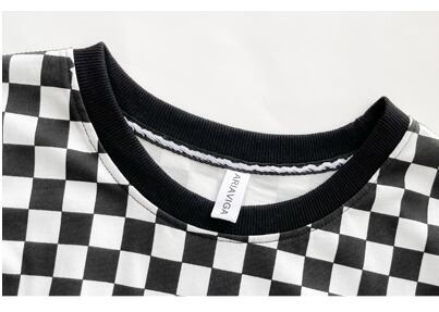 新商品 プリントTシャツ チェック柄 ゆったり半袖＜U-8694＞