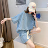 定番シンプル ?感?佳 夏に嬉しい機能付き カジュアル 全4色 半袖トップスⅹショートパンツセット<U-9079>