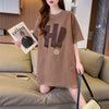ファッション ロング プリントTシャツ 丸襟 半袖＜U-2807＞