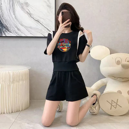 大人可愛い カジュアル 夏に嬉しい機能付き 半袖Ｔシャツⅹパンツセット全4色<U-11194>