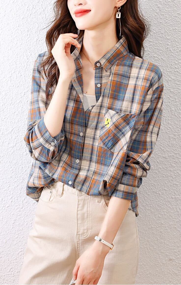 超人気 オシャレ 都市ファッショ デザイン チェック柄 切り替え Tシャツ ＜U-9514＞