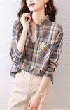 超人気 オシャレ 都市ファッショ デザイン チェック柄 切り替え Tシャツ ＜U-9514＞
