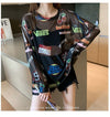 超人気 ルーズ 個性派 日焼け防止に透け感 Tシャツ＜U-8052＞