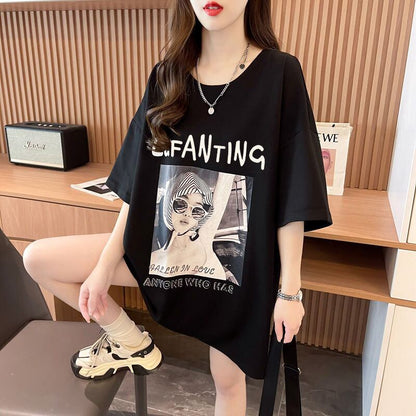 質感のいい 半袖 ラウンドネック Tシャツ ワンピース ＜U-8638＞