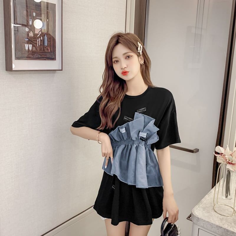 カジュアル 切り替え オシャレ度満点 Tシャツ カットソー＜U-3268＞