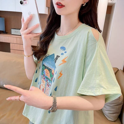 売れ筋 早い者勝ち 絶対流行 カジュアル 2色選択 Tシャツ<U-11444>