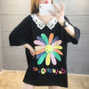 大人可愛い ロング丈 ゆったり 切り替え 三色半袖Tシャツ＜U-8129＞