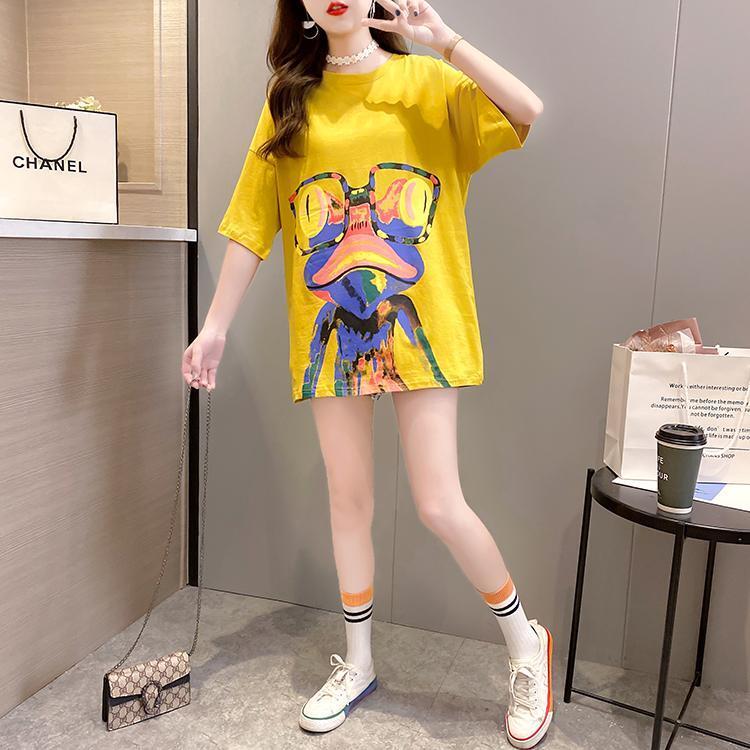 絶対流行 プリント ファッション ゆったり 全4色 半袖 Tシャツ＜U-11523＞