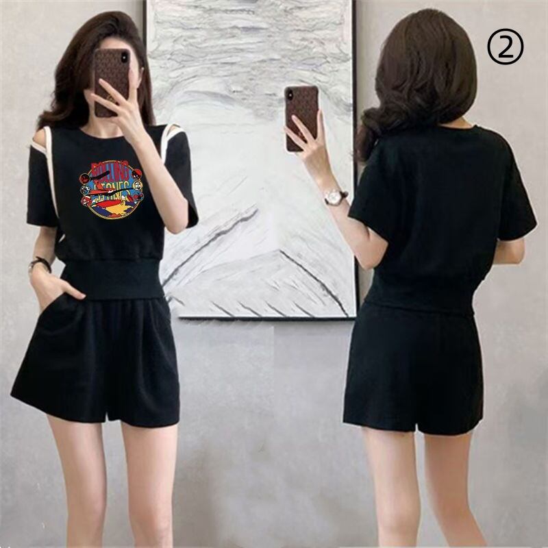 大人可愛い カジュアル 夏に嬉しい機能付き 半袖Ｔシャツⅹパンツセット全4色<U-11194>