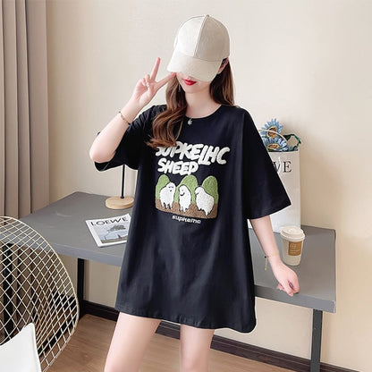 合わせやすい 切り替え チャーミング プリント Tシャツ カットソー＜U-3480＞