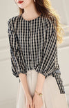 定番シンプル エレガント ゆったり感アップ チェック柄 Tシャツ カットソー＜U-8368＞
