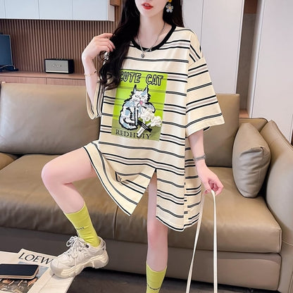 【半額！期間限定！！】大好評 シンプル ファッション 3色選択可 ストライプ柄 半袖Tシャツ カットソー＜U-8464＞