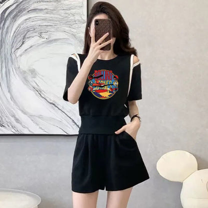 大人可愛い カジュアル 夏に嬉しい機能付き 半袖Ｔシャツⅹパンツセット全4色<U-11194>