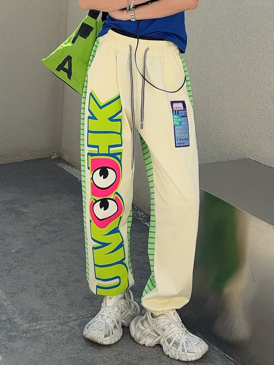 主役級 オシャレ 都市ファッショ デザイン 切り替え 2色 ジョガーパンツ <U-11375>