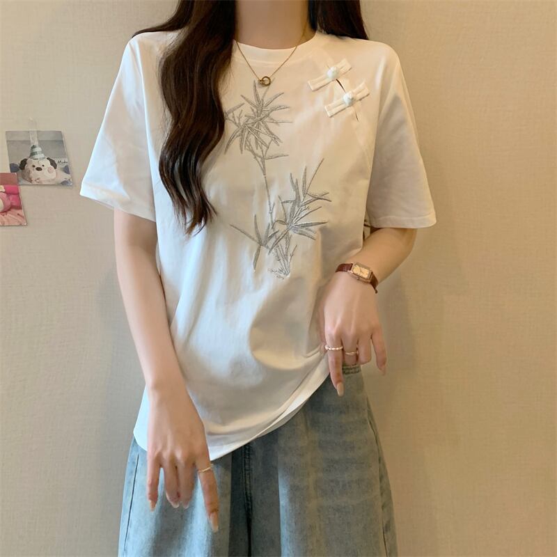 おすすめ 海外トレンド カジュアル モーダル 刺繍 半袖Tシャツ＜U-8476＞