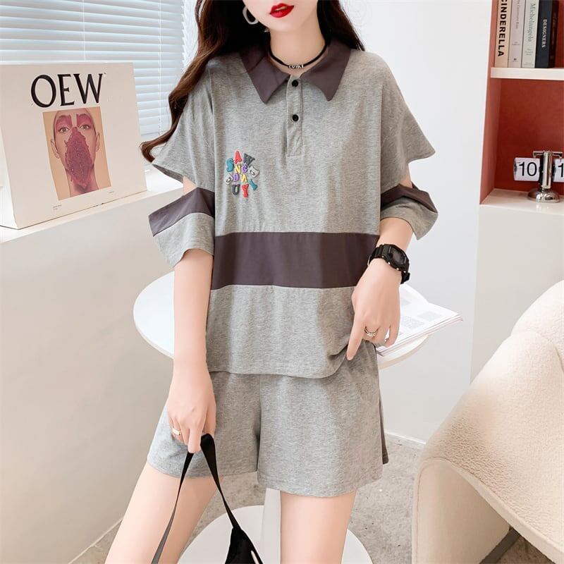 カジュアル Tシャツ＋ショートパンツ スタイリッシュ セットアップ＜U-3472＞