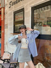 新商品 カジュアル 上品な大人可愛い 切り替え ストライプ柄 2色選択可 シャツ＜U-9051＞