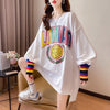 着せ グラフィックプリント 虹色 ロング長袖Tシャツ 三色トップス＜U-4107＞