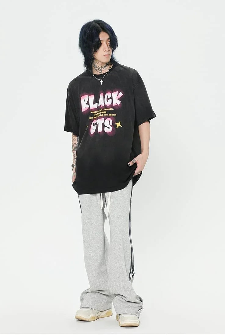 見逃し厳禁 ファッション ストリート系 ヴィンテージ加工 アルファベット プリントTシャツ ＜U-2921＞