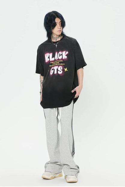 見逃し厳禁 ファッション ストリート系 ヴィンテージ加工 アルファベット プリントTシャツ ＜U-2921＞