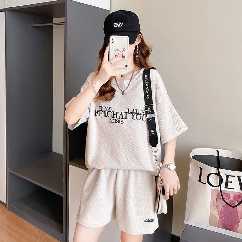 着心地抜群 切り替え 女性力を高める Tシャツ＋ショートパンツ セットアップ＜U-3553＞