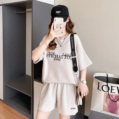 着心地抜群 切り替え 女性力を高める Tシャツ＋ショートパンツ セットアップ＜U-3553＞