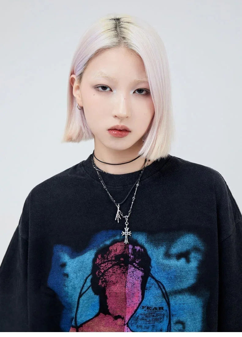 大注目 ファッション ストリート系 ヴィンテージ加工 プリントTシャツ ＜U-2875＞