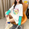 シンプル レイヤード風 ファッション プリント Tシャツ カットソー＜U-8131＞