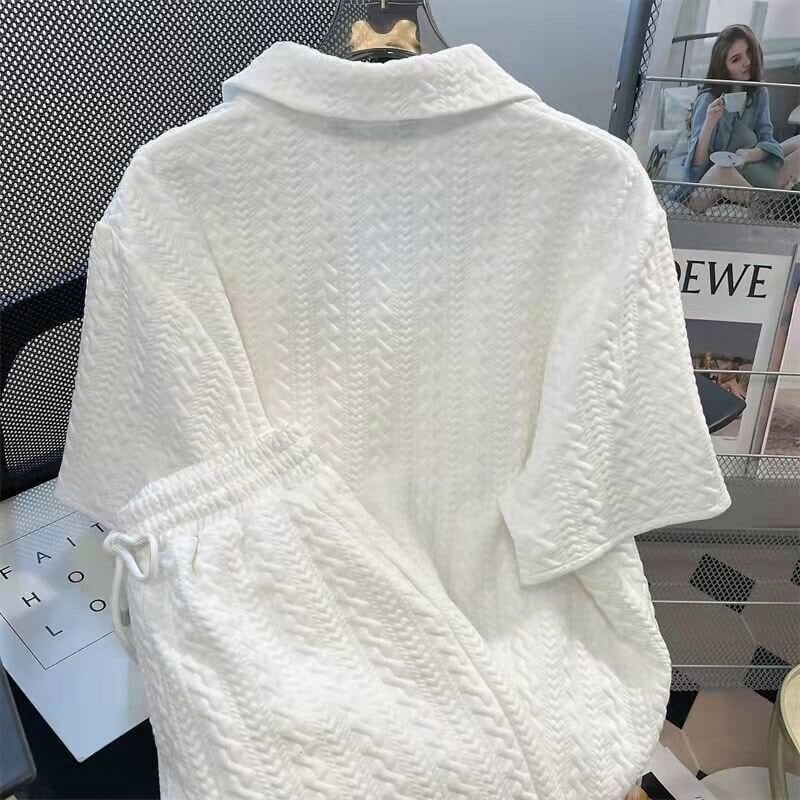ゆったり感アップ 切り替え 好感度満載 Tシャツ＋ショートパンツ セットアップ＜U-3556＞