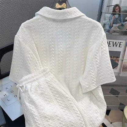 ゆったり感アップ 切り替え 好感度満載 Tシャツ＋ショートパンツ セットアップ＜U-3556＞