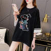 合わせやすい アルファベット ラウンドネック プリントTシャツ ゆったり ワンピース＜U-3992＞