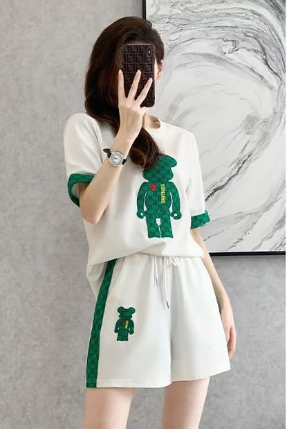 大好評 カジュアル 話題沸騰中 切り替え 全3色 半袖 Tシャツ ショートパンツ セットアップ ＜U-9007＞