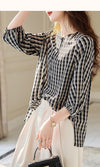 定番シンプル エレガント ゆったり感アップ チェック柄 Tシャツ カットソー＜U-8368＞