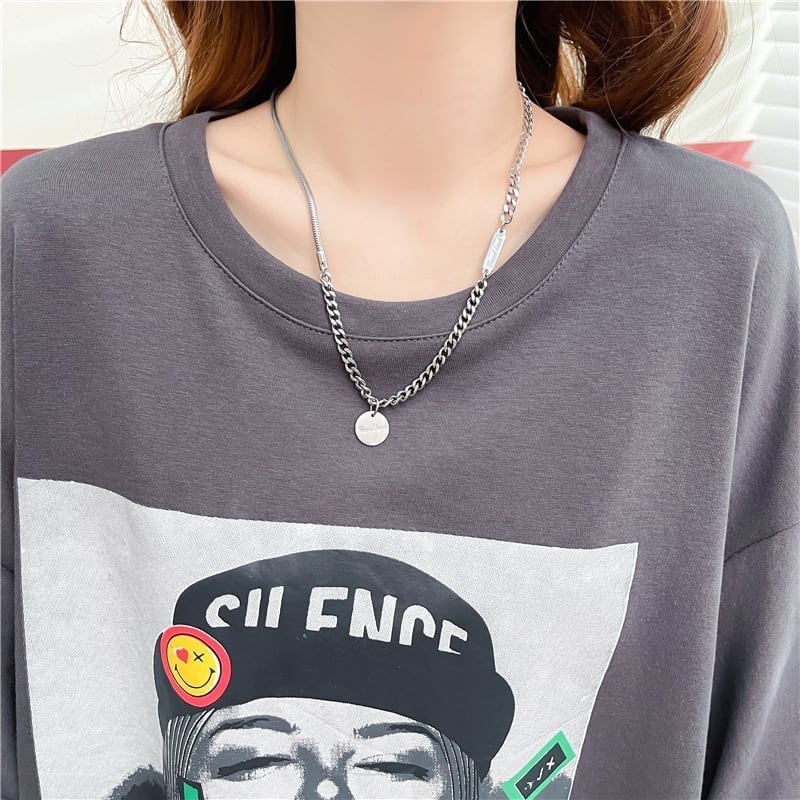 ルーズ プリント オシャレ感たっぷり Tシャツ カットソー ワンピース＜U-3545＞